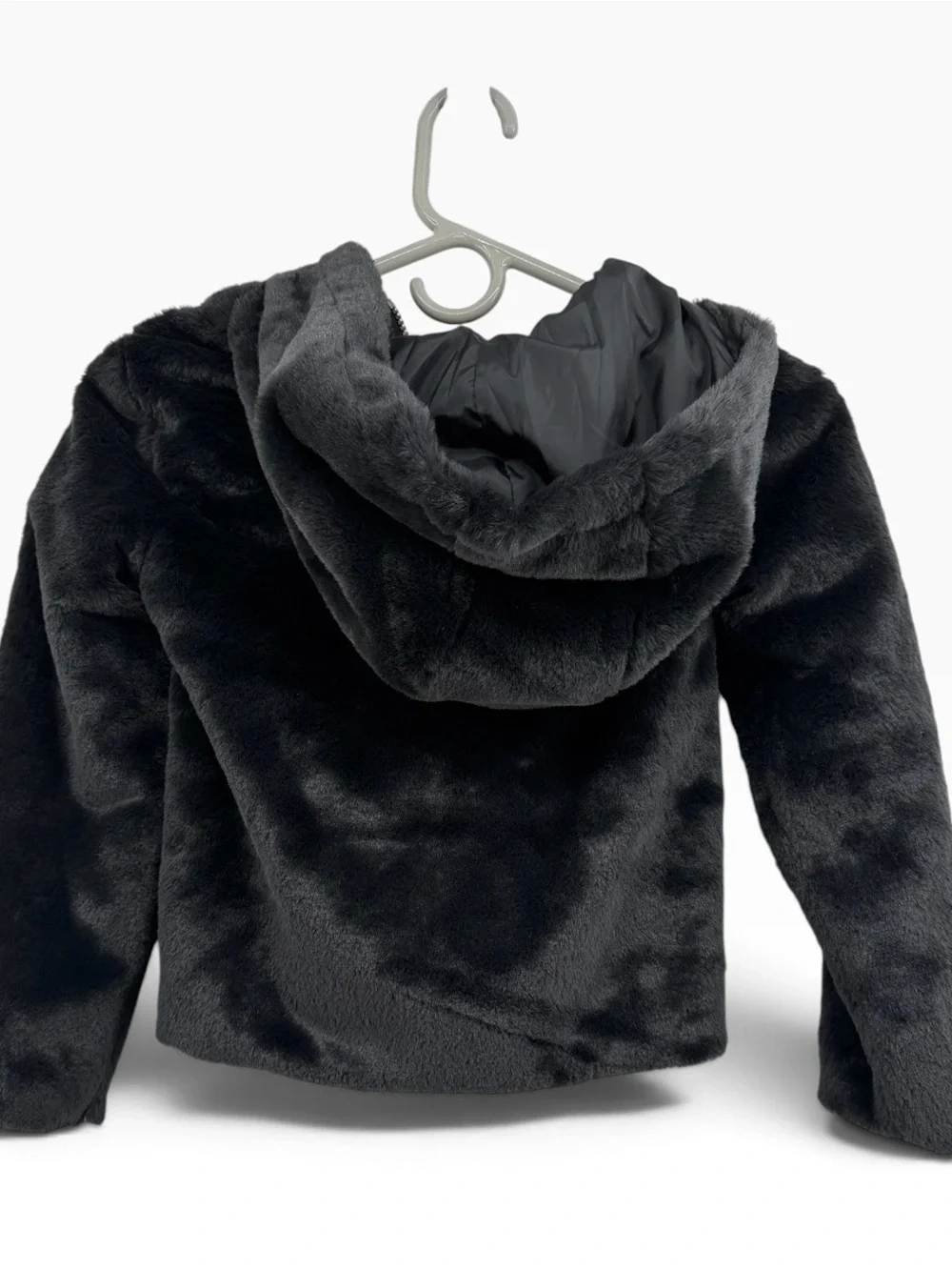 Target Cat & Jack Black Faux Fur Hooded Puffer Jacket for Kids